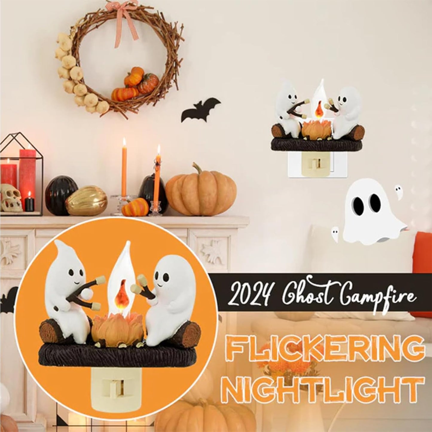 Ghost Campfire Flickering Night Light