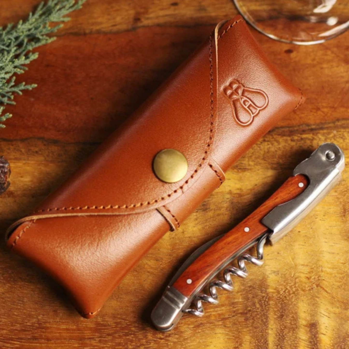 Wine Opener with Leather Pouch