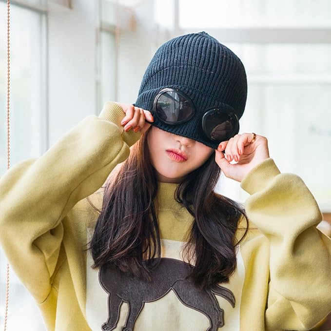 Goggles Lens Design Beanie Hat
